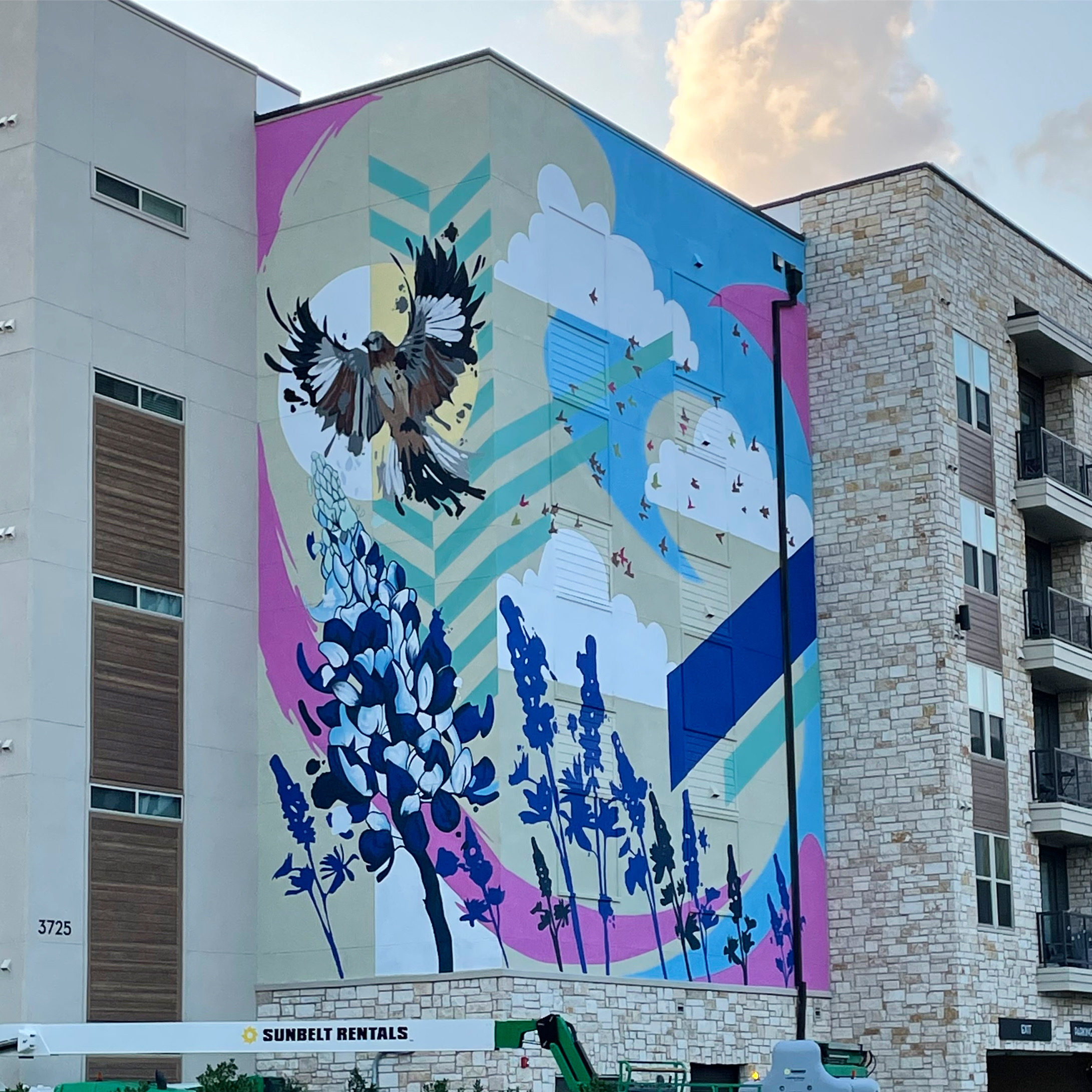 Large-format mural installation by BLVD Murals