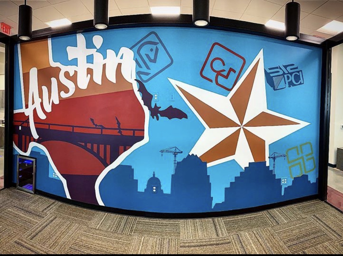 Hand-painted branded mural by BLVD Murals